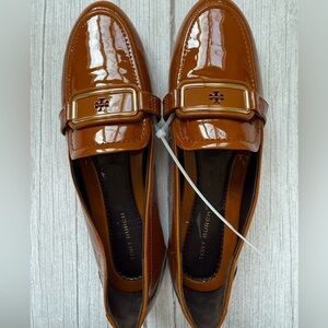 TORY BURCH GEORGIA LOAFER PATENT LEATHER IN TAN CUOIO US SIZE 7.5